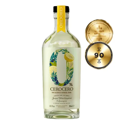 CeroCero - Ginebra sin alcohol de pomelo blanco y hierba limón, licores sin alcohol de primera calidad, brillantes y vibrantes, halal, bajo en