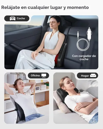 Miniatura 7 de Masajeador de cuello y espalda con calor, masajeadores eléctricos para cuello y espalda, almohada de masaje 3D para espalda, cuello, hombros, alivio