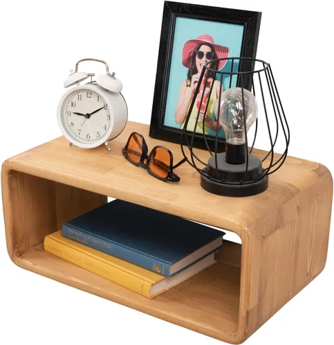 Miniatura 14 de Mesita de Noche Flotante de Madera, Mesa de Noche, Estantería de Noche, Hecho a Mano, Estante de Noche Montado en la Pared, Estilo Minimalista