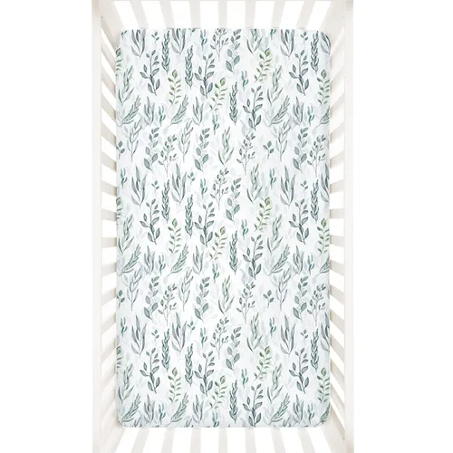 DILIMI Sábana bajera ajustable para cuna para bebé, niños y niñas, sábana de bebé ultrasuave para cuna estándar y colchón de niño pequeño, hoja verde