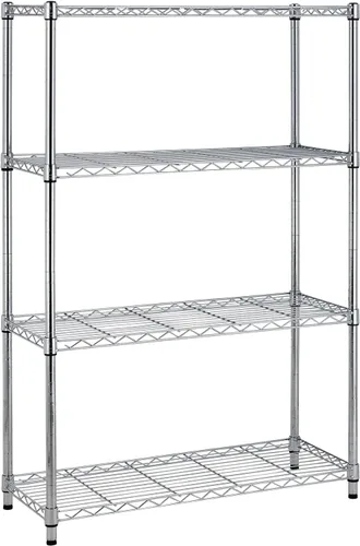 Miniatura 24 de Estantería de 3 niveles, estantería pequeña ajustable para armario, estantes de almacenamiento de cocina con ruedas, organizador de alambre de acero