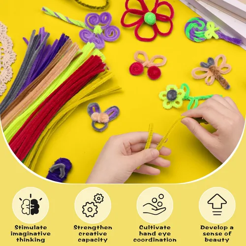 Miniatura 53 de Zlulary Juego de 100 limpiapipas de chenilla, de color sólido, para limpiar tuberías, manualidades, manualidades, decoración, tallos de felpilla Gris