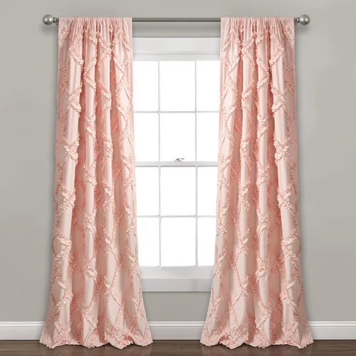 Miniatura 12 de Lush Decor Par de paneles de cortinas para ventana con volantes de diamante, 63 x 54 pulgadas, blanco