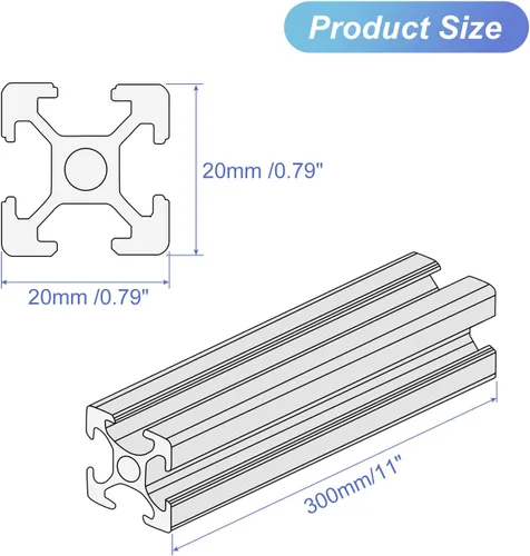 Miniatura 2 de MECCANIXITY 10 piezas de extrusión de aluminio con ranura en V 2020, estándar europeo, 11.811 in, 11 pulgadas de longitud, riel anodizado negro