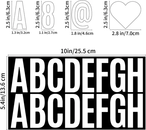 Miniatura 2 de 400 calcomanías de letras grandes de 2.5 pulgadas, 24 hojas, calcomanías autoadhesivas con números del alfabeto blanco para tablones de anuncios