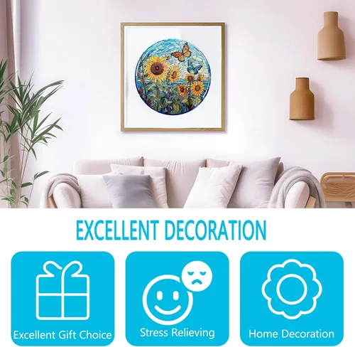 Miniatura 5 de Rompecabezas de madera para adultos, rompecabezas de madera de girasol de cristal, rompecabezas de madera de forma única para adultos, rompecabezas