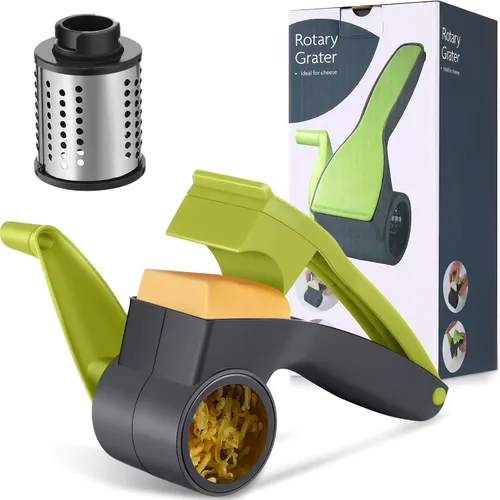 Miniatura 7 de Boao Rallador de queso giratorio manual de mano con tambor de acero inoxidable para rallar nueces de chocolate duro, herramienta de cocina, regalos