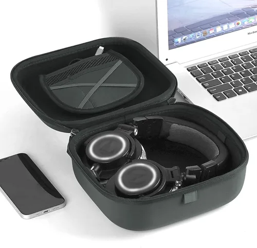Miniatura 6 de Linkidea Funda de transporte para auriculares compatible con Audio-Technica ATH-M50X, ATH-GDL3 y más, bolsa protectora de viaje rígida con cable