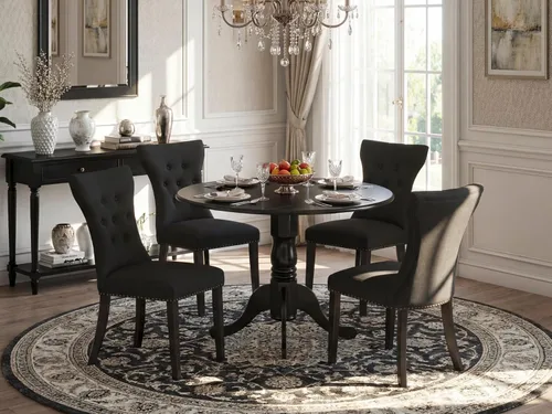 Miniatura 2 de East West Furniture DLGA5-BLK-24 - Juego de mesa de cocina de 5 piezas para 4 personas, incluye una mesa de comedor redonda con gotas y 4 sillas