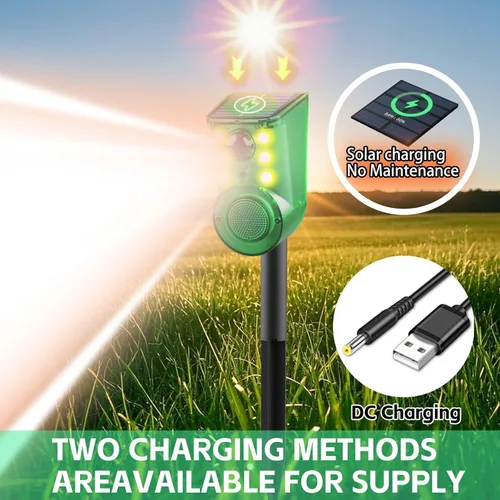 Miniatura 5 de Alarma solar con sensor de movimiento para exteriores, ultrasonido y alarmas, detector de movimiento de 129 db, generador de ruido fuerte, luz 1pcs