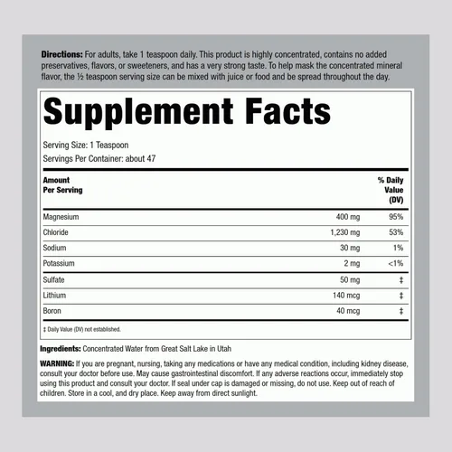 Miniatura 2 de Piping Rock Magnesio iónico líquido 400 mg 8 oz Sin sabor Suplemento sin OMG, sin gluten