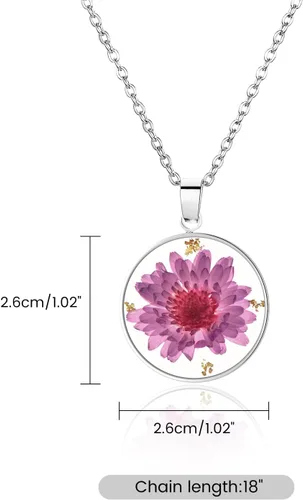 Miniatura 78 de Pressed Flower Necklace Gift for Women Personalized Handmade Necklaces Birth Flower Necklace