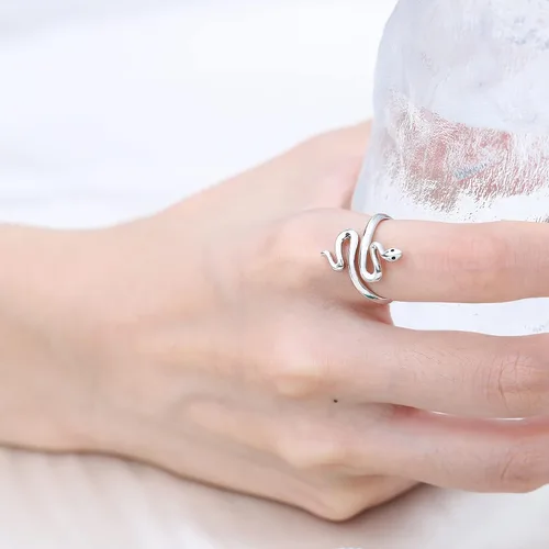 Miniatura 2 de Anillo de serpiente de plata de ley 925 para mujer, ya sean amantes de las serpientes o no, vale la pena tener joyas de moda personalizadas