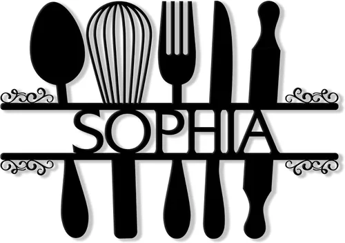 Letrero de metal personalizado para chef de cocina, pared, valla, despensa, cocina, comedor, decoración del hogar, regalos para mamá, papá, hijo, 6