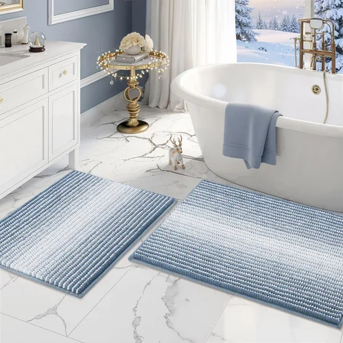 Miniatura 93 de BSICPRO Juegos de Alfombras y Tapetes para Baño, Juego de Alfombra de Baño de Felpilla Gruesa Absorbente de 2 Piezas Antideslizante, Tapetes Suaves