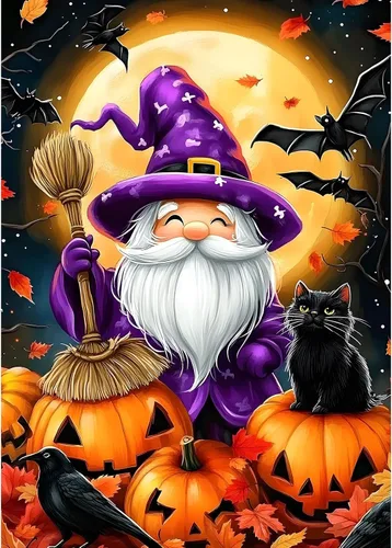 Miniatura 8 de MXJSUA Kit de pintura de diamantes de gnomos 5D para Halloween, para adultos, calabazas y diamantes, pintura artística con diamantes de imitación