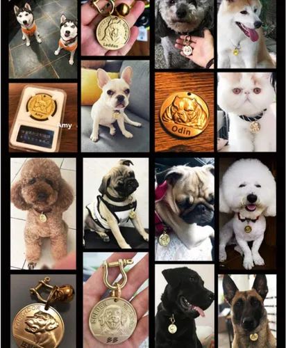 Miniatura 2 de Etiquetas de identificación para mascotas de cobre puro, etiquetas de nombre de perro personalizadas en relieve 3D con letras personalizadas