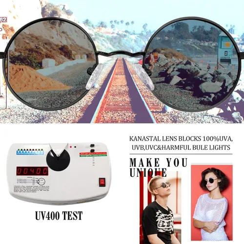 Miniatura 61 de KANASTAL Gafas de sol redondas polarizadas para mujeres y hombres, estilo hippie con protección UV400