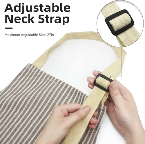 Miniatura 5 de NLUS - Paquete de 2 delantales de cocina, delantal con babero ajustable e impermeable para chef con 2 bolsillos para hombres y mujeres