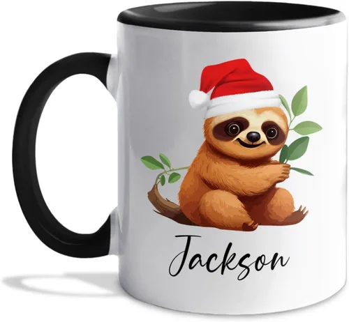 Miniatura 36 de Taza de café de Papá Noel con nombre personalizado – Taza de Papá Noel personalizada, 11 onzas y 15 onzas, bonita taza de cerámica blanca regalo