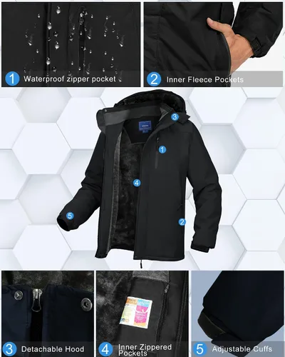 Miniatura 5 de Chaqueta de esquí de invierno para hombre, chaqueta de lluvia impermeable a prueba de viento