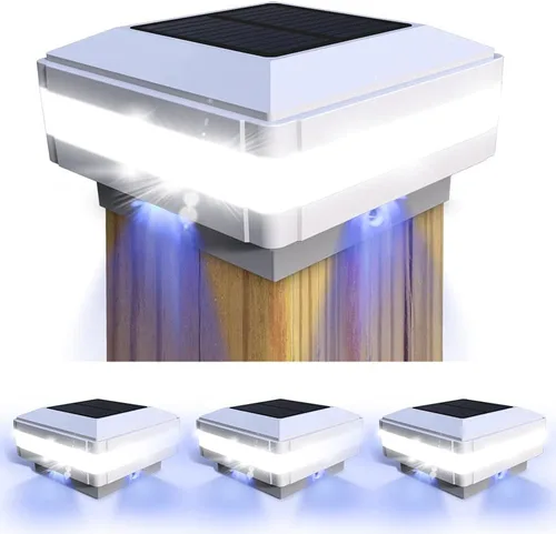 Miniatura 12 de FVTLED Luces solares para exteriores, 52 LED de alto brillo, 6000 K, blanco, IP65, impermeable, para postes de madera de 4 x 4, 5 x 5, 6 x 6