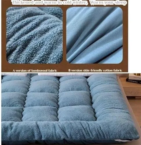 Miniatura 5 de Colchón de futón japonés de felpa gruesa, diseño plegable y enrollable de 4 pulgadas, sofá cama convertible portátil y almohadilla para dormir
