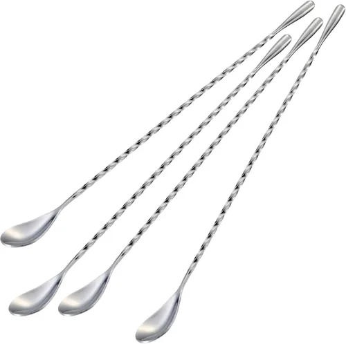 Miniatura 17 de Briout Cuchara de bar agitadores de cóctel para bebida, acero inoxidable de 12 pulgadas de mango largo, color negro, 2 piezas