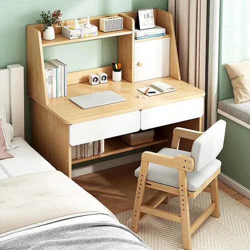 QQXX Adorable juego de escritorio y silla de estudio, mesa de estudio escolar de madera con cajones y silla, escritorio de estudio para estudiantes,