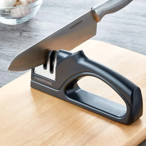 Miniatura 3 de Farberware Edgekeeper - Afilador de cuchillos de cocina de 3 etapas, 7.5 pulgadas, color negro