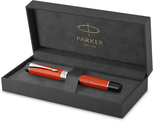 Pluma estilográfica Parker Prestige, cincelada, de rutenio, fina (1931333), Rojo (Classic Big Red Vintage)