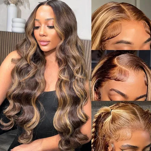 Miniatura 14 de Peluca Rubia Miel Cabello Humano Body Wave 13x6 Encaje Frontal Pelucas de Cabello Humano Para Mujeres Negras 22 Pulgadas