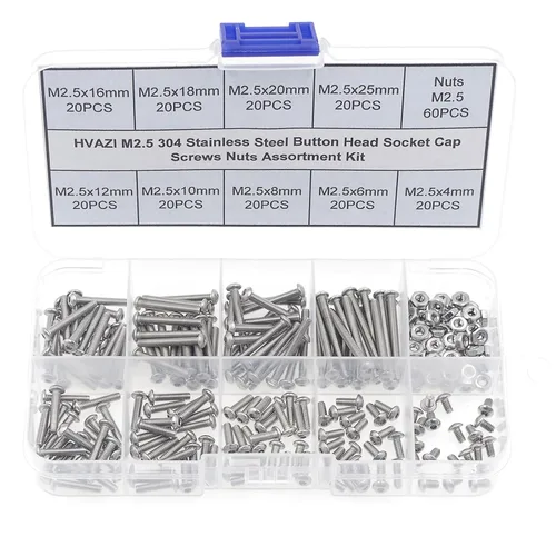 Miniatura 9 de Metric M2 304 - Kit surtido de tornillos y tuercas de cabeza de botón de acero inoxidable