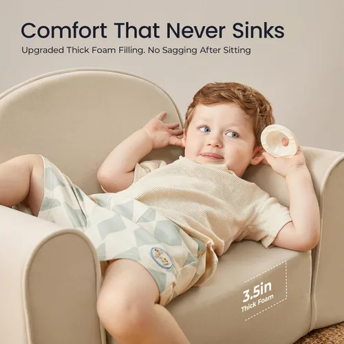 Miniatura 3 de Tiny Land Sofá Plegable 2 en 1 para Niños con Bolsillos – Sofá Suave y Grueso para Niños Pequeños, Sofá Reclinable, Silla Convertible para Niños