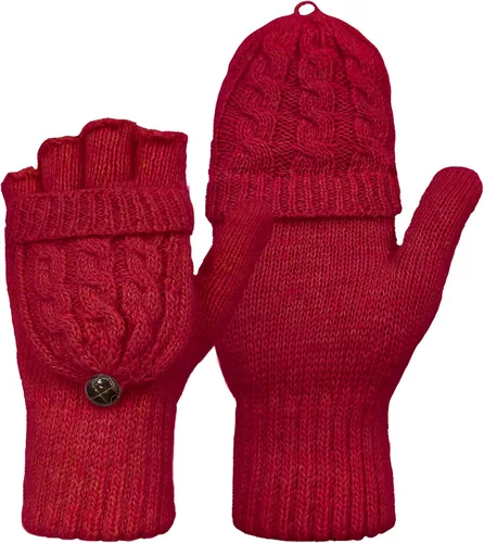 Miniatura 47 de Beurlike Guantes de invierno para mujer, de lana cálida, a prueba de viento, convertibles, sin dedos