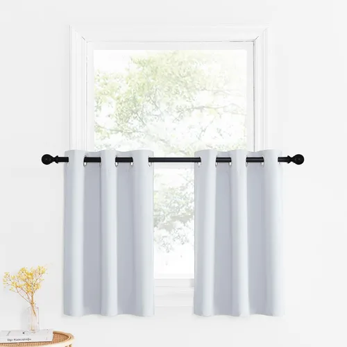 Miniatura 14 de NICETOWN Cortinas opacas de cocina para ventana sobre el fregadero, aislamiento térmico, decoración del hogar, pequeños niveles opacos con ojales