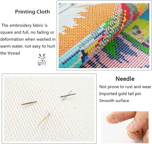Miniatura 4 de ITSTITCH Kits de punto de cruz estampados para principiantes, gama completa de punto de cruz con patrón preimpreso para niños o adultos, kits