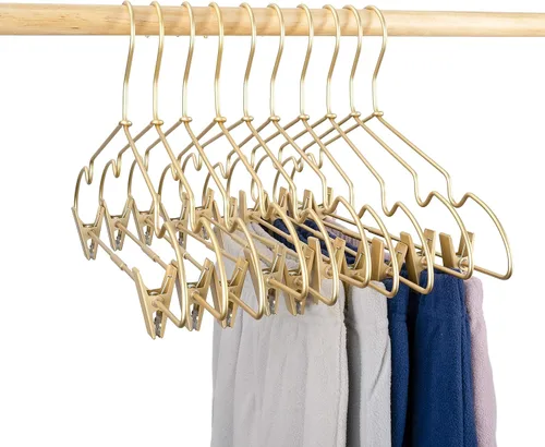 Miniatura 4 de Clips de ropa de bebé de metal dorado de 12.5 pulgadas para niños, colgador de ropa para niños, exhibición y almacenamiento, paquete de 10