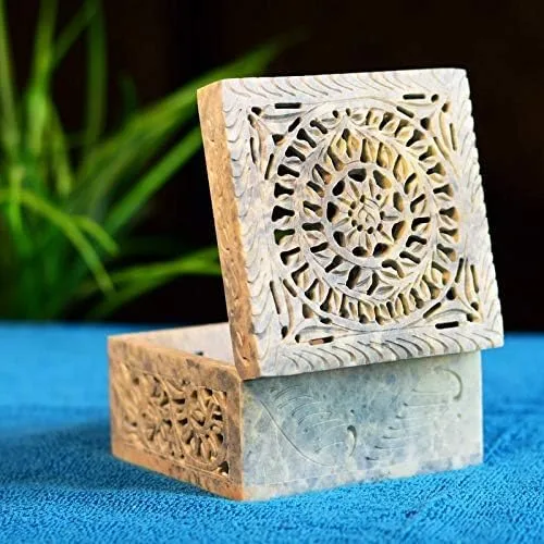 Miniatura 2 de Hashcart Joyero tallado a mano Caja decorativa para baratijas Caja de recuerdo Aniversario, regalos de inauguración de la casa para mujeres Caja