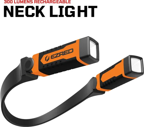 Miniatura 2 de EZRED NK15-OR ANYWEAR Luz de cuello recargable para iluminación sin manos, naranja, luz perfecta para mecánicos, camping, caza, proyectos