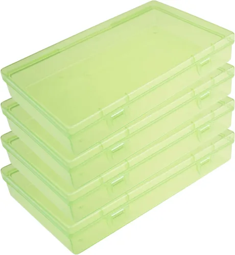Miniatura 17 de Goodma 4 Piezas Cajas Rectangulares de Plástico Vacías Contenedores Organizadores de Almacenamiento con Tapas con Bisagras para Artículos Pequeños