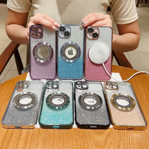 Miniatura 80 de Misscase Funda magnética con purpurina para iPhone 11 compatible con MagSafe, protección completa, delgada, a prueba de golpes, antiarañazos