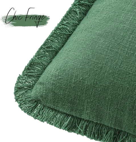 Miniatura 3 de Foindtower Fundas de almohada decorativas de lino con flecos, acogedora funda de cojín bohemia estilo farmhouse con borlas, funda de almohada