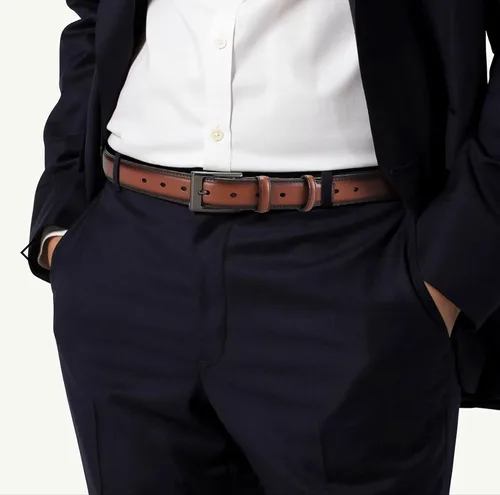 Miniatura 4 de CHAOREN Cinturón de vestir para hombre, paquete de 2 unidades, cinturón de cuero genuino para hombres de 1 18 pulgadas, ocasión formal y atuendo