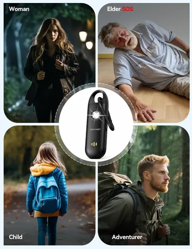 Miniatura 6 de TECKNET Alarma de seguridad personal, alarma personal portátil para mujeres con luz estroboscópica intermitente y alerta de batería baja, alarma