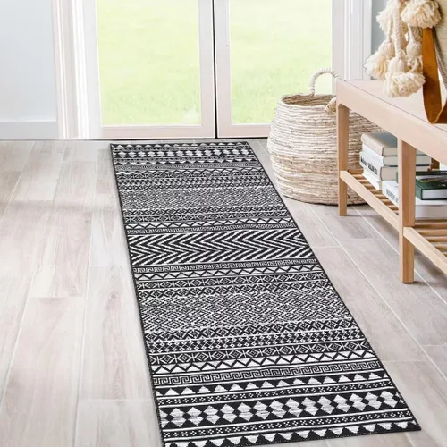 Miniatura 13 de GlowSol Alfombra de pasillo de 2 x 6 pies, moderna geométrica, suave, lavable, antideslizante, para interiores, cocina, sala de estar, dormitorio