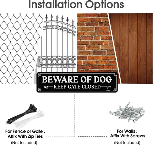 Miniatura 5 de GicnKeuz Señales de «cuidado con el perro» para valla, 30,48x7,62 cm, señal de mantener la puerta cerrada, aluminio reflectante, resistente a