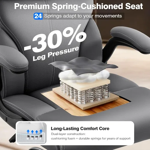 Miniatura 4 de AreShark Silla de oficina – Silla ejecutiva de escritorio cómoda transpirable con respaldo alto y soporte lumbar, silla ergonómica de cuero rodante