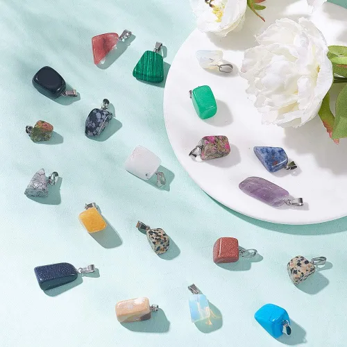 Miniatura 2 de Beadthoven - 24 dijes de piedras preciosas irregulares naturales, piedras curativas mixtas, chakras, reiki, pepita, piedras preciosas para hacer