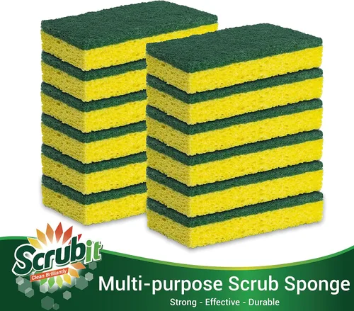 Miniatura 4 de SCRUBIT Esponja exfoliante resistente, hecha de celulosa resistente, respetuosa con el medio ambiente, dura meses de limpieza de cocina resistente